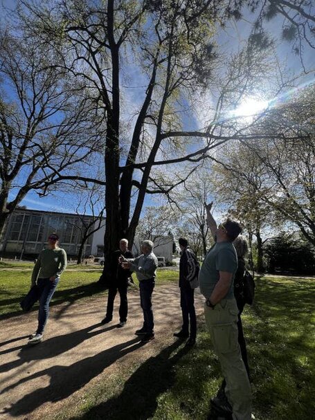 Mehrere Personen informieren sich im Bonner Stadtpark